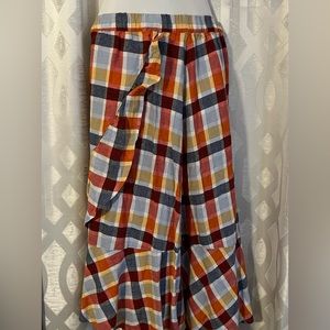 Orange & Blue Multicolor Skirt